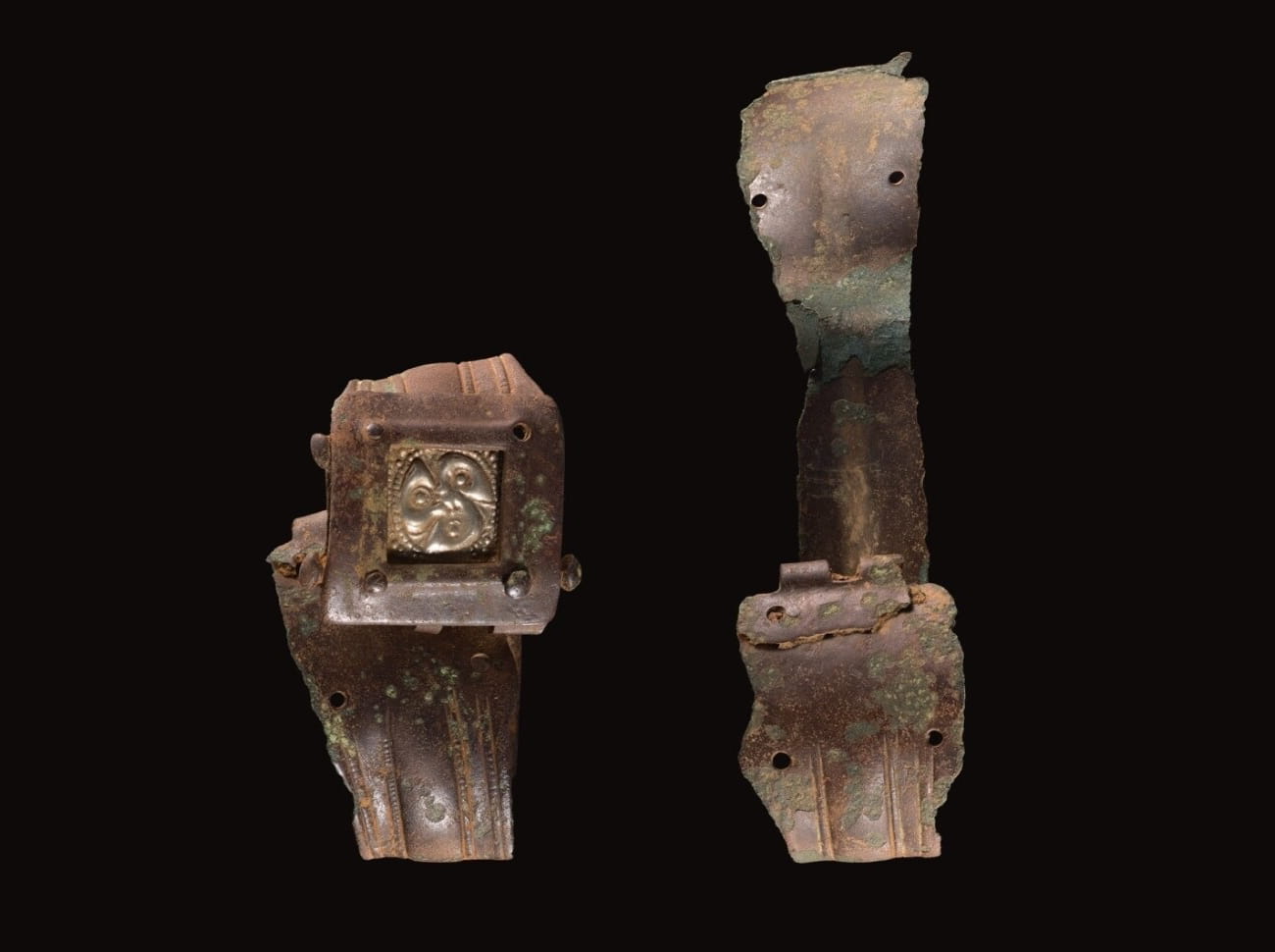 Two Roman Copper Bracelets with Hinges and Trisqueles Found in Wales 